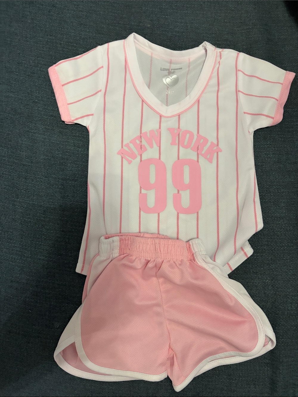 Girls' Pink New York 99 Short Sleeve Top & Shorts Set